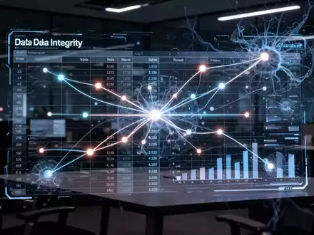Holografische Tabellenoberfläche mit leuchtenden Linien, die Datenpunkte verbinden, symbolisiert komplexen Datenvergleich und KI-gesteuerte Automatisierung. - Foto: über boerse-global.de