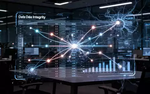 Holografische Tabellenoberfläche mit leuchtenden Linien, die Datenpunkte verbinden, symbolisiert komplexen Datenvergleich und KI-gesteuerte Automatisierung. - Foto: über boerse-global.de