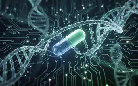 Stilisierte Darstellung eines neuronalen Netzes mit leuchtend blauen und grünen Linien, dezent mit einer DNA-Helix verwoben, symbolisiert KI und Gesundheitswesen. - Foto: über boerse-global.de