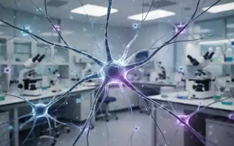 Abstrakte Darstellung von neuronalen Bahnen und Synapsen in blauen und violetten Lichtern, die neurologische Therapien symbolisieren. - Foto: über boerse-global.de