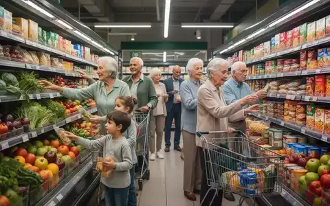 Eine diverse Gruppe von Menschen unterschiedlichen Alters, die in einem hellen Supermarktgang verschiedene Lebensmittel auswählen, symbolisiert Ernährungsfehler. - Foto: über boerse-global.de