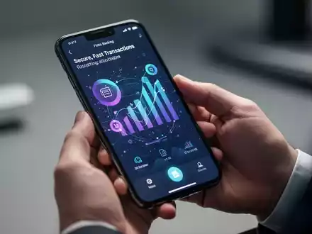 Smartphone mit Banking-App, in Händen gehalten, symbolisiert sichere und schnelle Finanztransaktionen. - Foto: über boerse-global.de