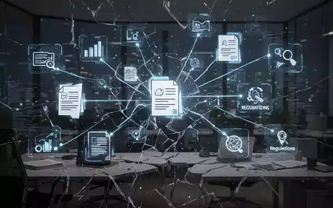 Fragmentierte digitale Schnittstellen und Dokumente, die Compliance-Lücken in HR-Systemen symbolisieren. - Foto: über boerse-global.de