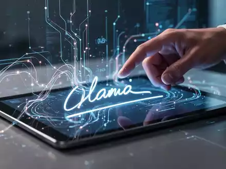 Eine Hand interagiert mit einer futuristischen digitalen Signaturschnittstelle auf einem Tablet, die die Entwicklung der E-Signatur-Technologie und KI-Integration symbolisiert. - Foto: über boerse-global.de