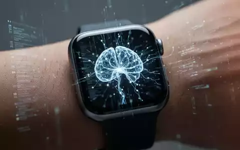 Nahaufnahme eines Apple Watch-Zifferblatts mit abstrakter, leuchtender KI-Grafik, die Apple Intelligence symbolisiert. - Foto: über boerse-global.de