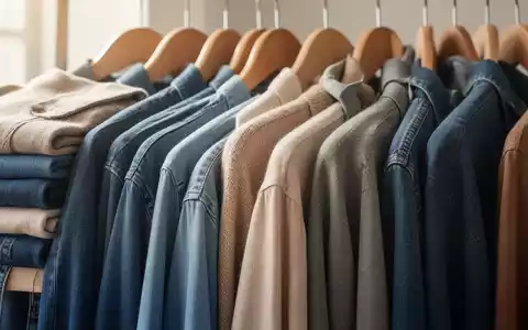 Nahaufnahme von Secondhand-Kleidung, die ordentlich gefaltet oder aufgehängt ist, mit Fokus auf Texturen und Farben. - Foto: über boerse-global.de