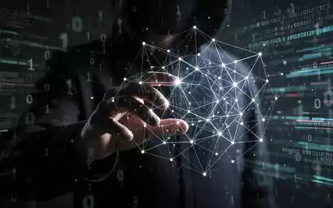 Eine schattenhafte Hand manipuliert ein leuchtendes digitales Netzwerk, Symbol für KI-gestützte Cyberkriminalität und Betrug. - Foto: über boerse-global.de