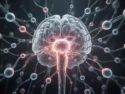 Ein stilisiertes, leuchtendes neuronales Netzwerk, das den Hypothalamus und die Stammzellregulation des Alterns darstellt. - Foto: über boerse-global.de