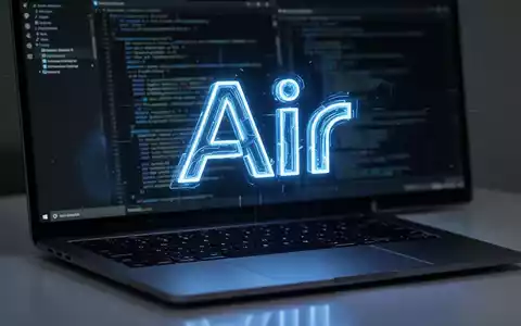 Stilisiertes, leuchtend blaues 'Air'-Logo über einer Laptop-Tastatur, das den Start von JetBrains Air für Windows zur KI-Entwicklung symbolisiert. - Foto: über boerse-global.de