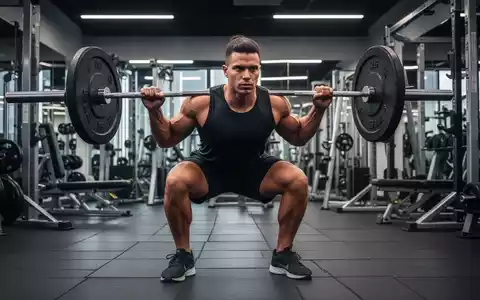 Eine muskulöse Person führt in einem modernen Fitnessstudio eine Langhantel-Kniebeuge aus. - Foto: über boerse-global.de