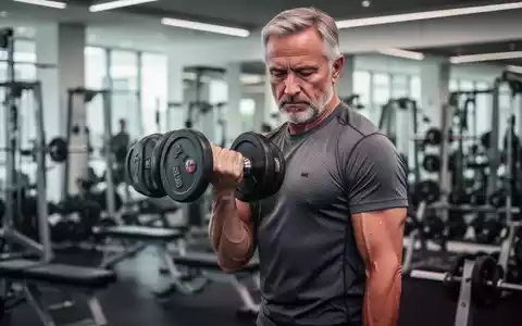 Ein fitter Mann über 50 trainiert mit Hanteln in einem modernen Fitnessstudio, um Muskeln aufzubauen und fit zu bleiben. - Foto: über boerse-global.de