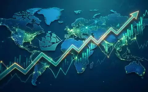 Ein stilisierter, aufwärts gerichteter Börsenchart, der subtil mit einem Weltkartendesign und dem Vanguard-Logo verschmilzt. - Foto: über boerse-global.de