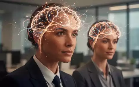 Zwei Personen mit subtil leuchtenden, verbundenen neuronalen Pfaden um ihre Köpfe, die synchronisierte Gehirnaktivität symbolisieren. - Foto: über boerse-global.de