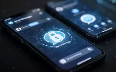 Zwei Smartphones im Nahaufnahme, eines zeigt eine sichere Messenger-App mit Schloss-Symbol für verschlüsselte Kommunikation. - Foto: über boerse-global.de