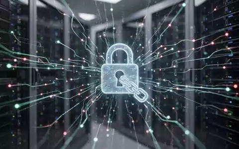 Digitale Datenströme und Netzwerkverbindungen mit gebrochenem Kettenglied und Vorhängeschloss, symbolisieren Cybersicherheitsprobleme und Zertifikatsprobleme. - Foto: über boerse-global.de