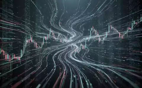 Abstrakte Darstellung des DeFi-Sektors mit digitalen Datenströmen, die Unsicherheit und wichtige Entscheidungen im Markt symbolisieren. - Foto: über boerse-global.de