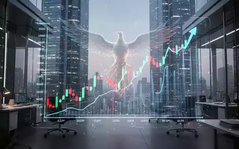 Ein futuristisches Büro mit einer holografischen Projektion eines stark steigenden Börsenkurses und einem abstrakten Symbol für Wachstum. - Foto: über boerse-global.de