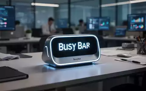 Ein futuristisches Produktivitäts-Gadget mit leuchtendem LED-Display auf einem modernen Schreibtisch in einem Büroumfeld. - Foto: über boerse-global.de