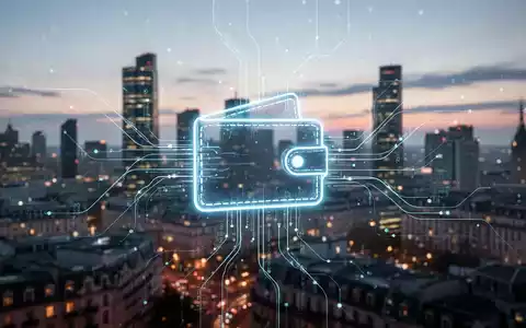 Leuchtendes digitales Identitäts-Wallet-Symbol mit abstrakten Datenströmen, über verschwommener europäischer Stadtsilhouette in der Dämmerung. - Foto: über boerse-global.de