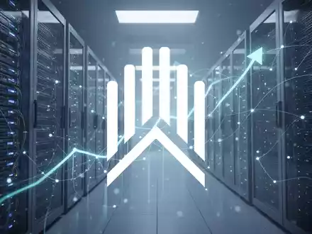 Abstrakte Szene, die den Sektor der digitalen Infrastruktur darstellt, mit Serverracks in blauem Licht, die Wachstum und Konsolidierung andeuten. - Foto: über boerse-global.de