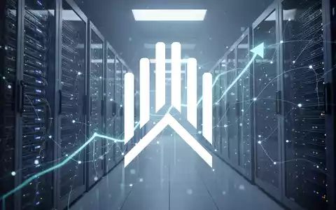 Abstrakte Szene, die den Sektor der digitalen Infrastruktur darstellt, mit Serverracks in blauem Licht, die Wachstum und Konsolidierung andeuten. - Foto: über boerse-global.de