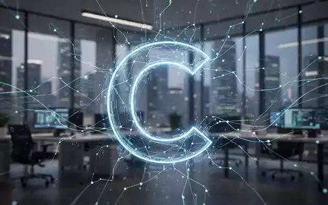 Stilisiertes, leuchtendes 'C' für Copilot mit abstrakten digitalen Linien, symbolisiert eine 'Super-App' und KI-Integration. - Foto: über boerse-global.de