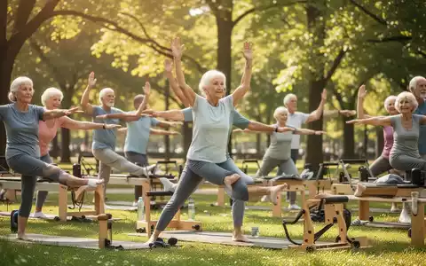 Eine Gruppe von Senioren nimmt an einer Gymnastikstunde im Freien teil, was Bewegung und Wohlbefinden fördert. - Foto: über boerse-global.de