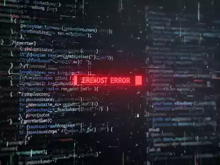 Abstraktes digitales Bild mit Codezeilen und rotem Fehlerindikator, symbolisiert Softwareprobleme und Systemstörungen. - Foto: über boerse-global.de