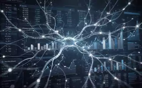 Abstrakte Darstellung digitaler Transformation mit leuchtenden Linien eines neuronalen Netzes über einer Finanzoberfläche. - Foto: über boerse-global.de