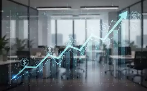 Ein stilisierter Finanzgraph, der einen Aufwärtstrend zeigt, mit Symbolen für Daten und Patente, in einem modernen Büroumfeld. - Foto: über boerse-global.de