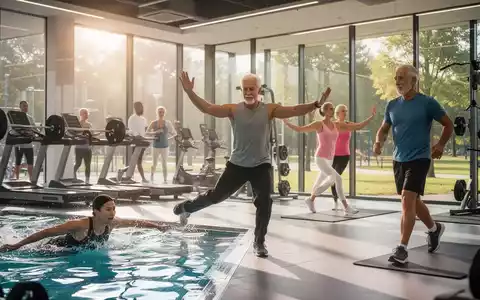 Verschiedene Menschen trainieren: Schwimmen, Tai Chi, Krafttraining und Spazierengehen, um Gesundheit und Fitness zu symbolisieren. - Foto: über boerse-global.de