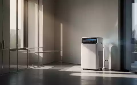 Ein minimalistisches Apartment-Interieur mit einem modernen, mobilen Klimagerät und Sonnenlicht, das durch ein Fenster fällt. - Foto: über boerse-global.de