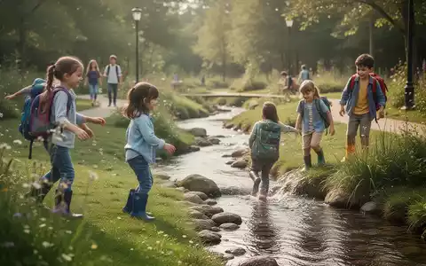 Kinder spielen in einer sicheren, natürlichen Umgebung, symbolisch für Resilienztraining und Katastrophenschutz. - Foto: über boerse-global.de