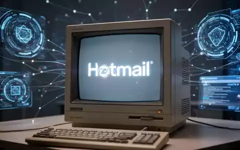 Vintage-Monitor mit Hotmail-Logo, moderne digitale Oberflächen im Hintergrund. - Foto: über boerse-global.de