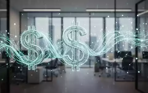 Eine stilisierte digitale Darstellung eines fließenden Währungssymbols, das sich in Datenströme verwandelt, mit einem Netzwerk aus Knotenpunkten. - Foto: über boerse-global.de