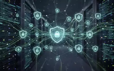 Abstrakte Darstellung von vernetzten Datenflüssen und sicheren Netzwerkknoten, die Software-Modernisierung und KI-Integration symbolisieren. - Foto: über boerse-global.de