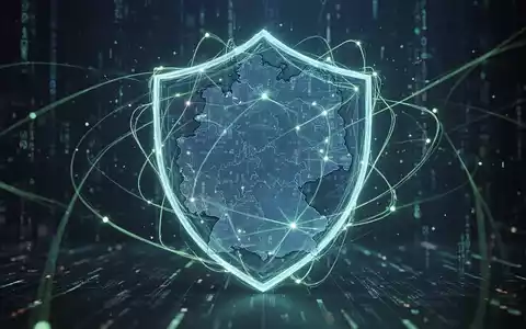 Abstrakte Darstellung von Datenschutz und digitaler Sicherheit mit leuchtenden Linien, die ein Schutzschild über einer Karte Deutschlands bilden. - Foto: über boerse-global.de