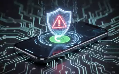 Smartphone-Bildschirm mit Schild und Warnsymbol über einem Anruf, symbolisiert Betrugserkennung. - Foto: über boerse-global.de