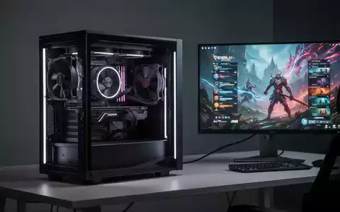 Ein schlanker, moderner Gaming-PC-Tower mit LED-Beleuchtung und internen Komponenten, daneben ein Monitor mit Spielanzeige. - Foto: über boerse-global.de