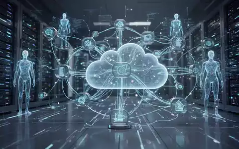 Optisch auffälliges Netzwerk aus leuchtenden Linien und Knoten, das Datenfluss und vernetzte Cloud-Infrastruktur symbolisiert. - Foto: über boerse-global.de