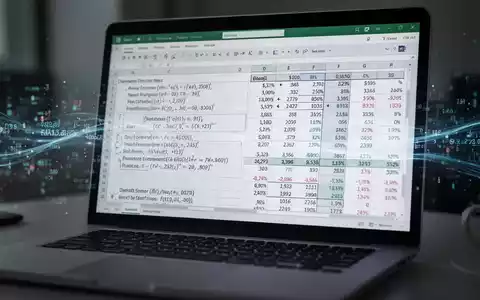 Nahaufnahme eines Laptop-Bildschirms mit komplexer Excel-Tabelle, Daten und Formeln, die Datenverwaltungsprobleme zeigt. - Foto: über boerse-global.de