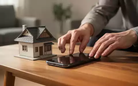 Hände legen ein Smartphone verdeckt auf einen Holztisch, neben einem Modell eines einfachen Hauses. Symbolisiert Enttechnisierung und Digital Detox. - Foto: über boerse-global.de