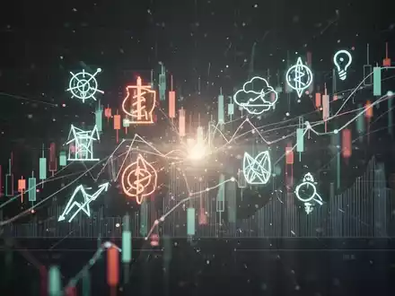 Abstrakte Darstellung von Finanzdaten und Energiesymbolen, die Aktienrückkäufe und Ressourcenmanagement symbolisieren. - Foto: über boerse-global.de