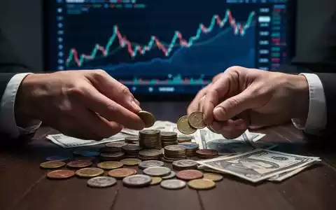 Hände zählen und sortieren Münzen und Banknoten auf einem dunklen Tisch, im Hintergrund verschwommen ein Finanzgraph. - Foto: über boerse-global.de