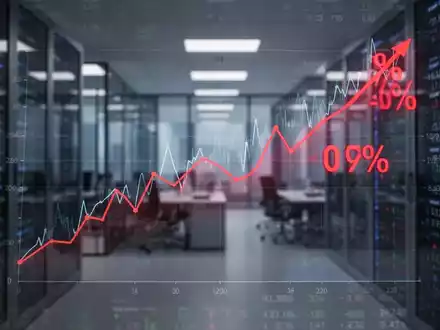 Eine digitale Anzeige zeigt einen roten Abwärtstrend und eine negative Prozentzahl, symbolisierend einen finanziellen Rückgang. - Foto: über boerse-global.de
