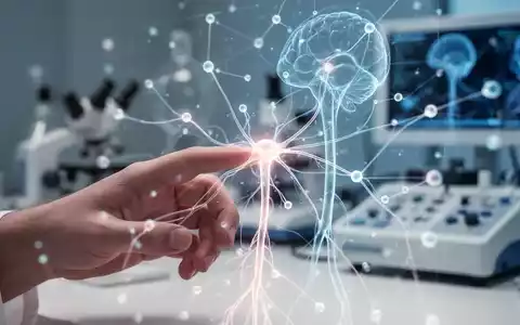 Eine Nahaufnahme einer Hand, die einen Bildschirm mit einer Darstellung des Vagusnervs berührt, um bioelektronische Therapie zu symbolisieren. - Foto: über boerse-global.de