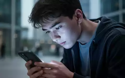 Eine junge Person, die mit gesenktem Kopf auf ein Smartphone schaut, was Nacken- und Schulterbelastung symbolisiert. - Foto: über boerse-global.de