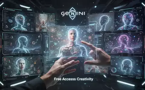 Eine Hand interagiert mit einem holografischen Display KI-generierter Bilder, das den freien Zugang zu Geminis Bildgenerierungsfunktion symbolisiert. - Foto: über boerse-global.de
