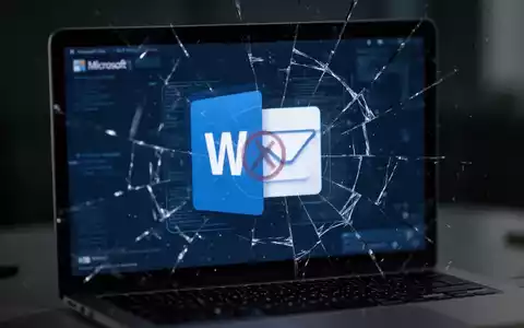 Nahaufnahme eines flackernden Laptop-Bildschirms mit verschwommenem Microsoft-Office-Symbol als Symbol fĂŒr technische Probleme. - Foto: ĂŒber boerse-global.de