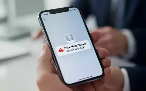 Nahaufnahme eines Smartphone-Bildschirms mit einer Warnmeldung 'Nicht verifizierter Absender' als Schutz vor Telefonbetrug. - Foto: über boerse-global.de